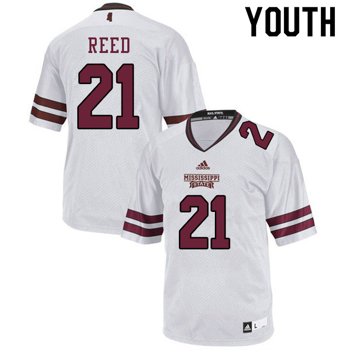 Youth #21 Jaylon Reed Mississippi State Bulldogs College Football Jerseys Sale-White